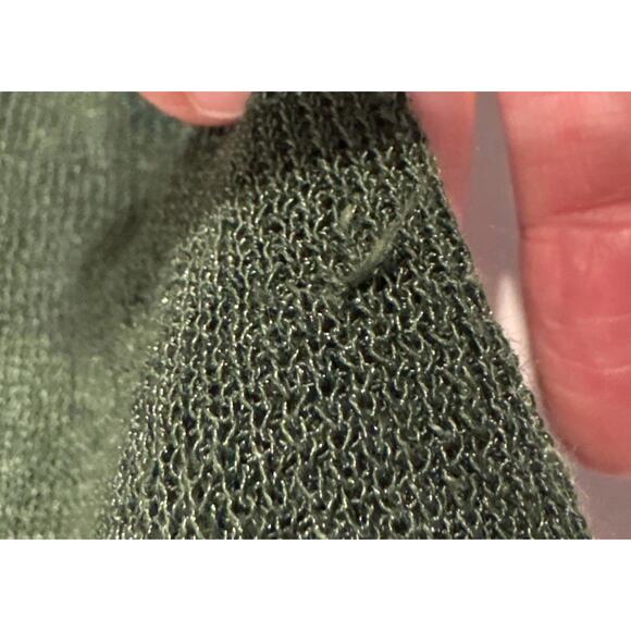 Eileen Fisher Green Linen Nylon Blend Knit Top Womens Pull Over Semi Sheer READ - Picture 9 of 11